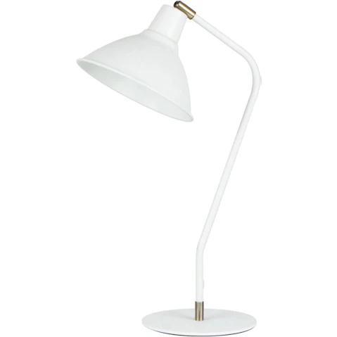 Collo Matte White Cone Shade Table Lamp with Antique Brass Highlight