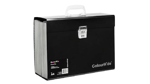ColourHide A4 My Trusty Expanding Carry File Document Sorter - Black ...