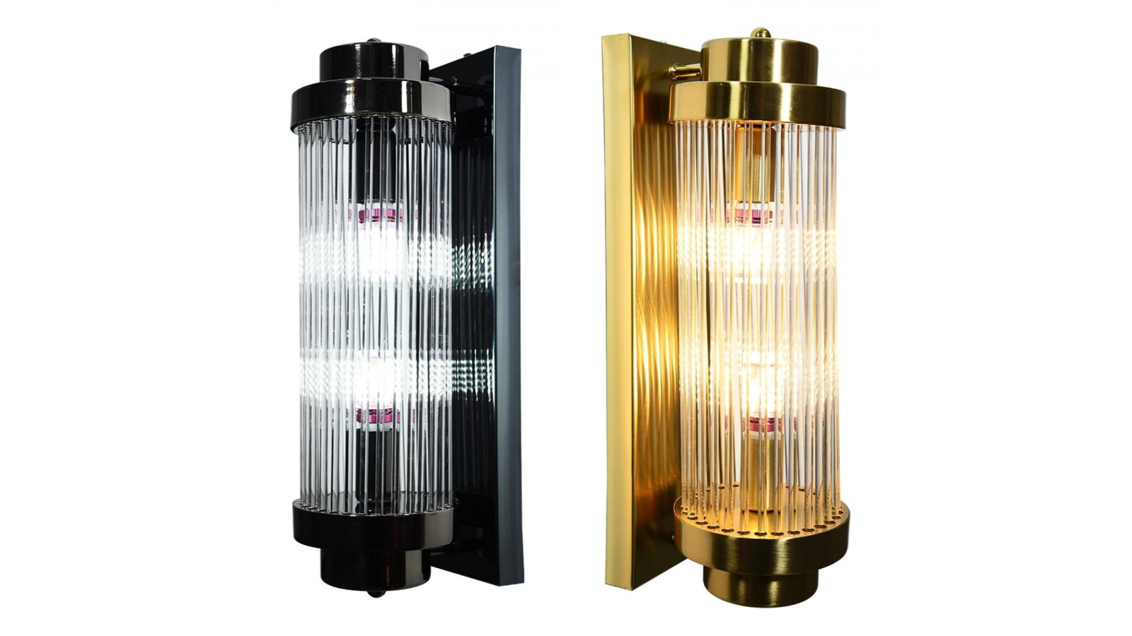Eli & Co. Lighting Pack of 2 Eira Luxe Ribbed Glass Indoor Wall Light - Black