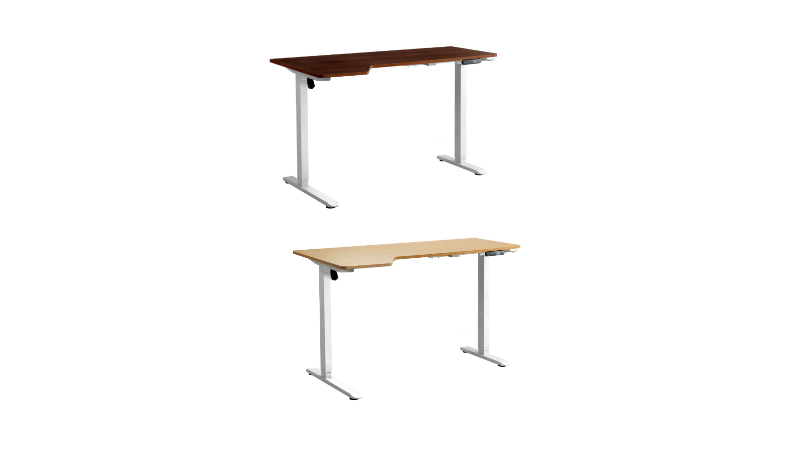 Oikiture 145cm White Frame Single Motor L-shape Electric Standing Desk