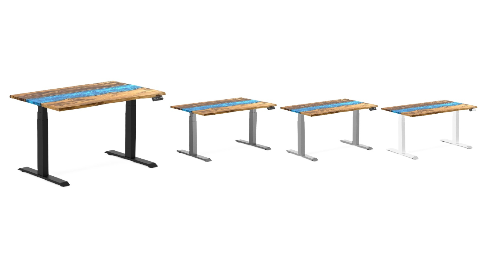 Desky Teak Blue River Dual Resin Hardwood Sit Stand Desk