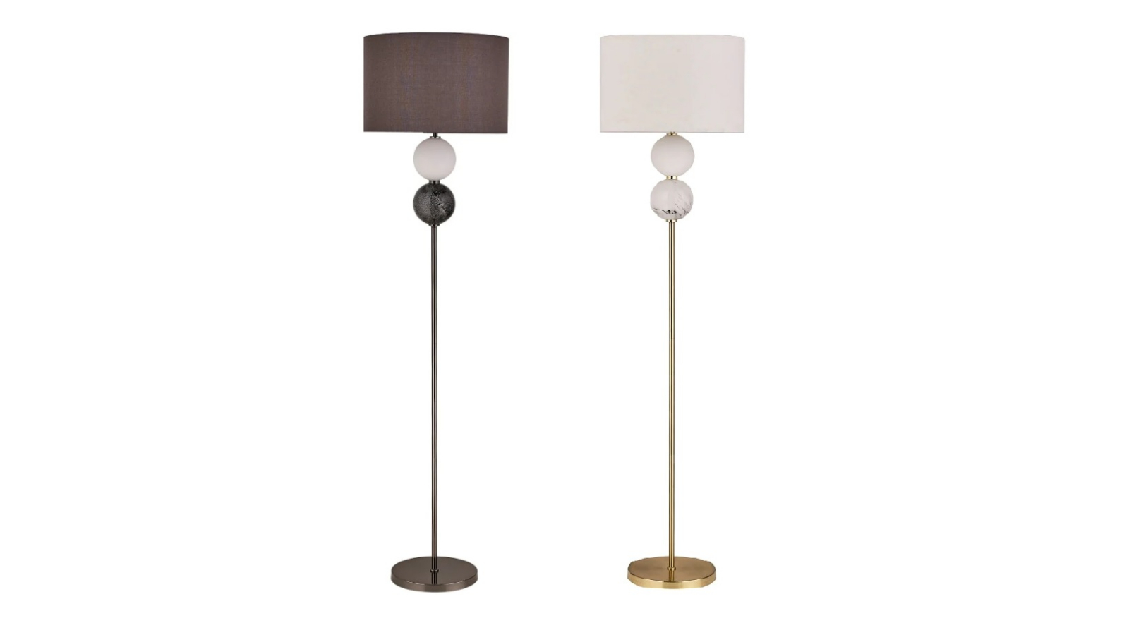 Luminea Angie Modern Orbs Metal Design Fabric Shade Floor Light Lamp