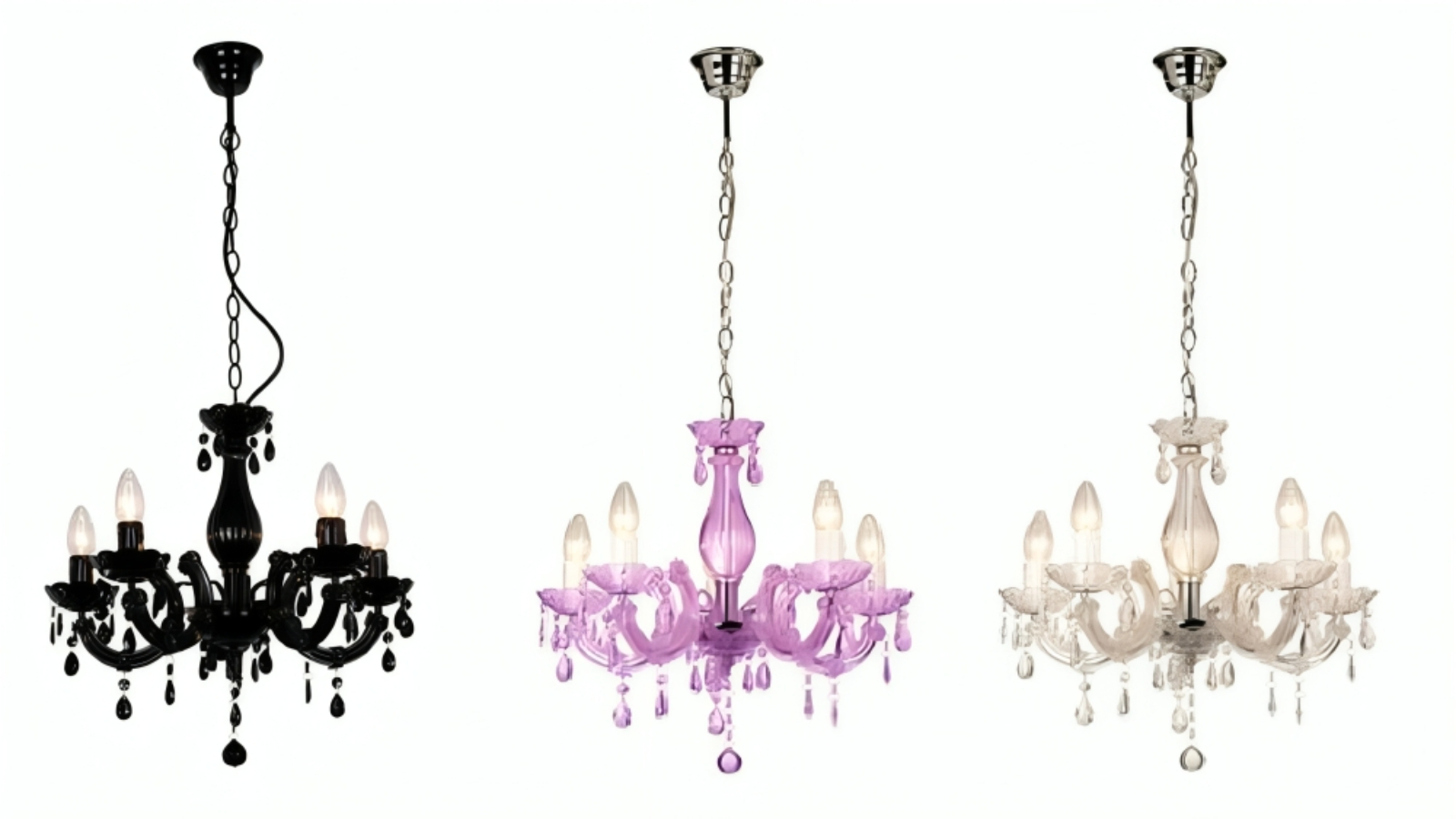 Luminea 5 Piece Bowie Elegant Acrylic Hanging Chandelier Light Lamp