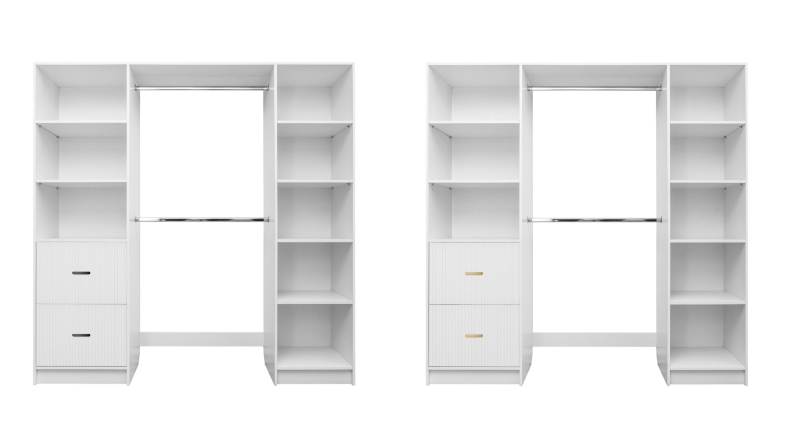 European Cabinetry White Fluted Oval Basel Walk-in Wardrobe Kit
