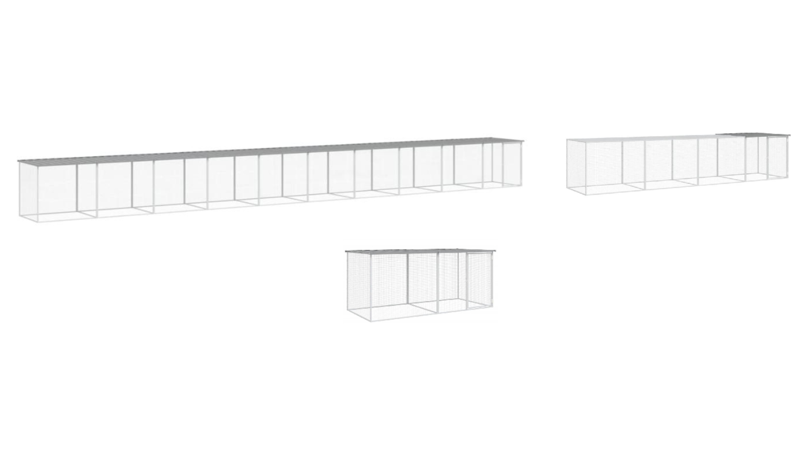 vidaXL Galvanised Steel Light Grey Chicken Cage with Roof