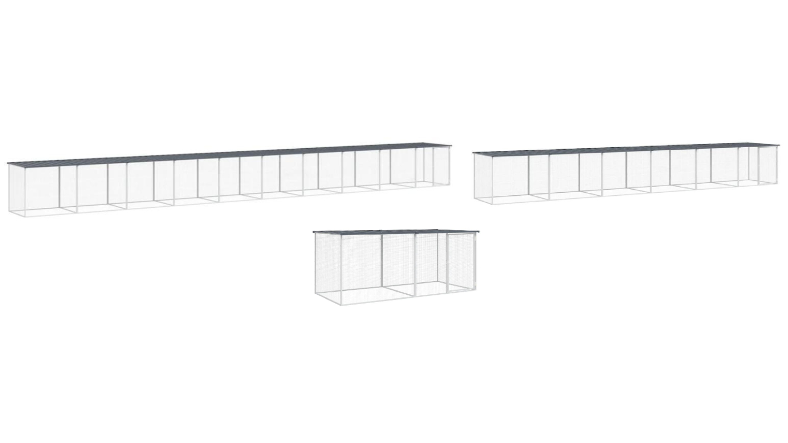 vidaXL Galvanised Steel Anthracite Chicken Cage with Roof