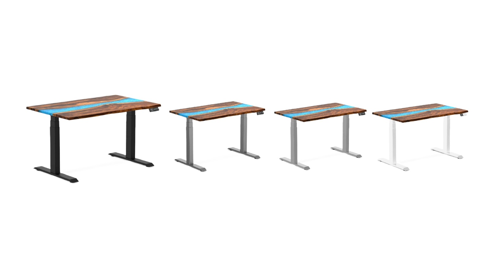 Desky Pheasantwood Blue River Dual Resin Hardwood Sit Stand Desk