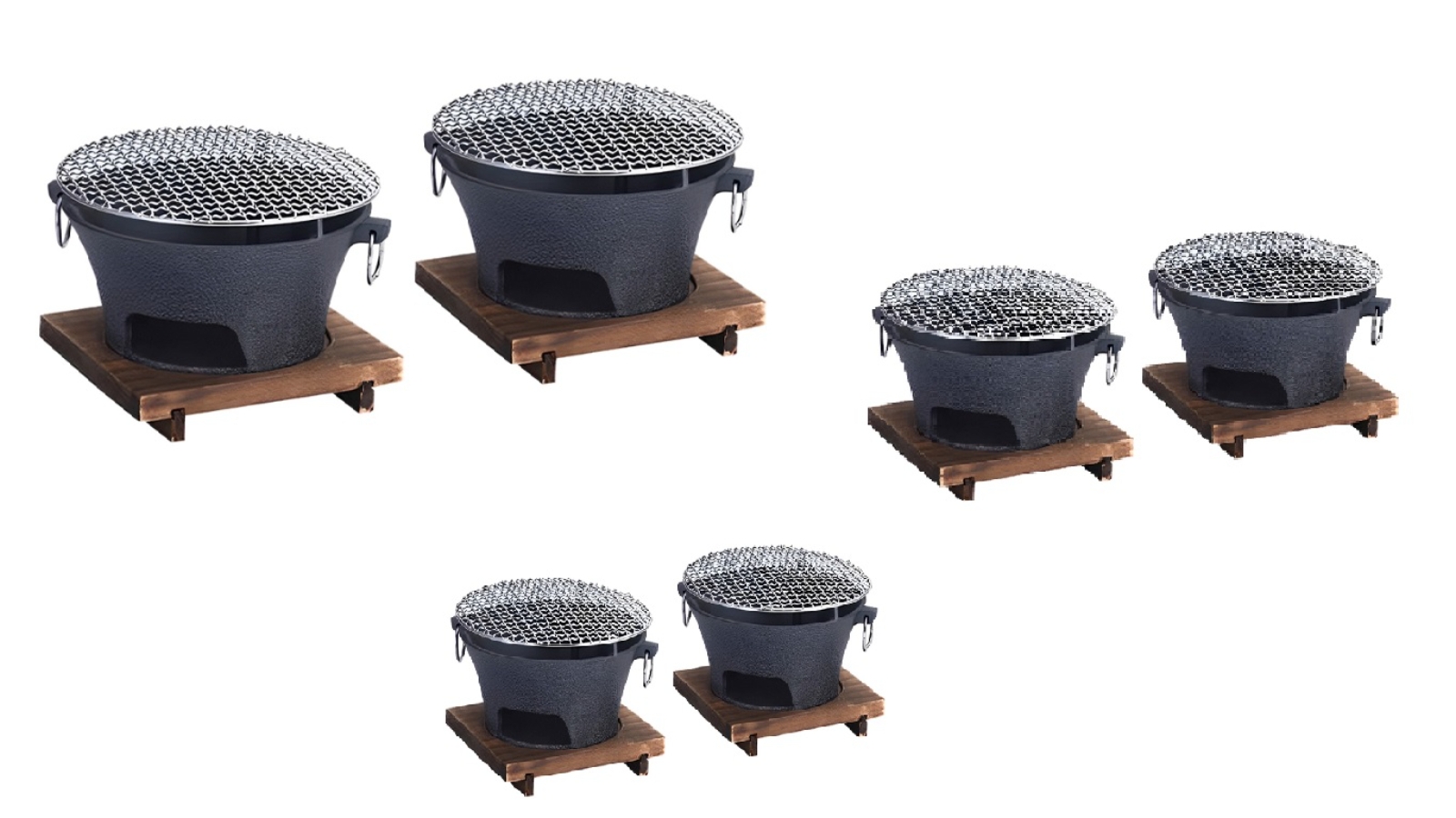SOGA 2 Piece Cast Iron Round Stove Charcoal Table with Wooden Board