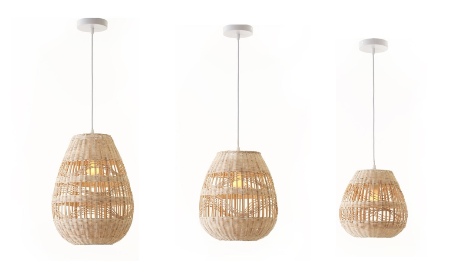 Luminea Tana Bamboo Rattan Cream Natural Pendant Lamp Light