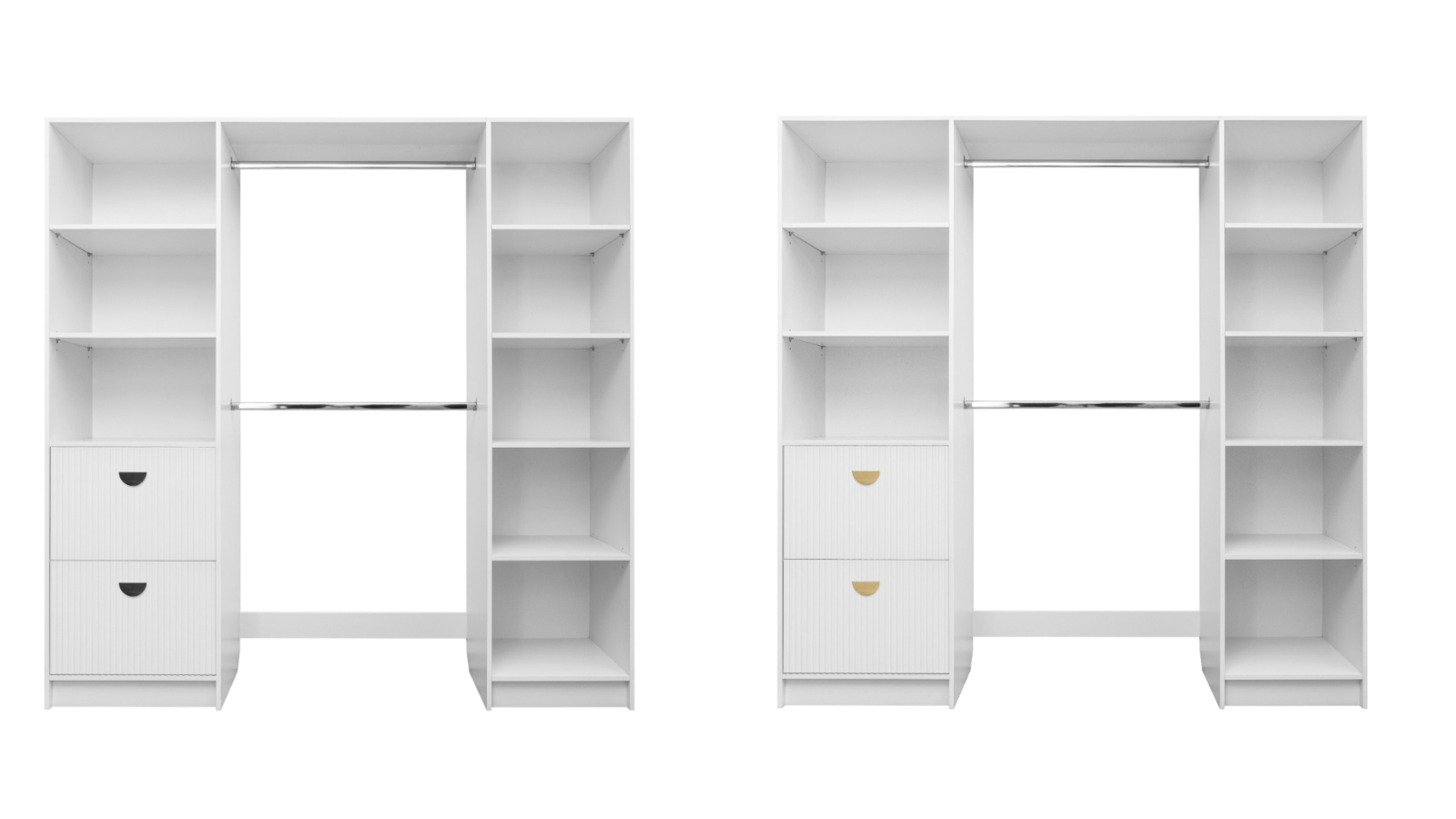 European Cabinetry White Fluted Half Moon Basel Walk-in Wardrobe Kit