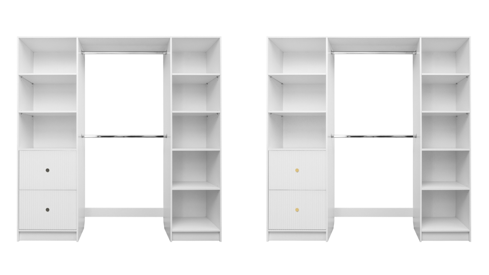 European Cabinetry White Fluted Round Basel Walk-in Wardrobe Kit