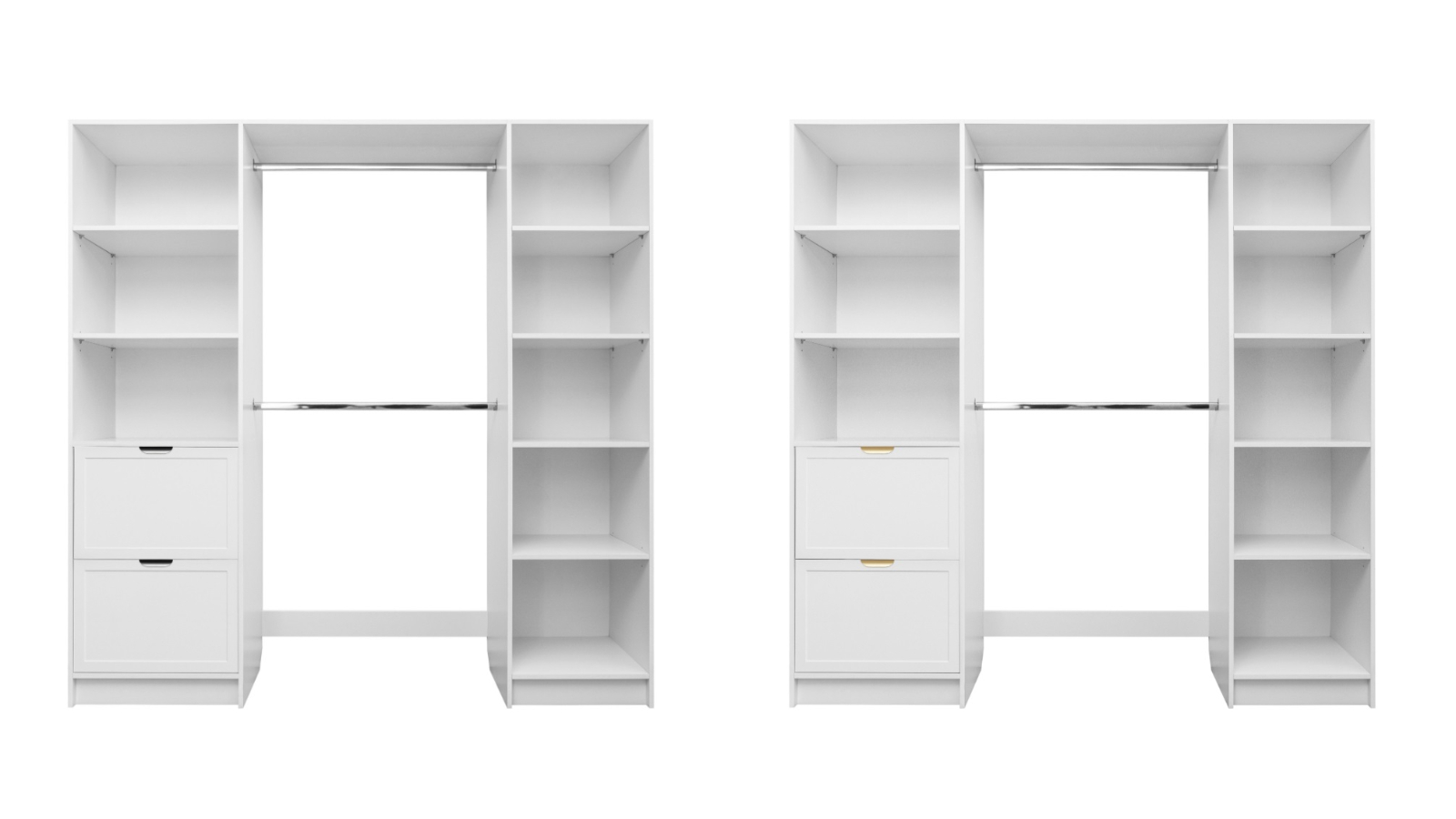 European Cabinetry White Hamptons Pull Basel Walk-in Wardrobe Kit
