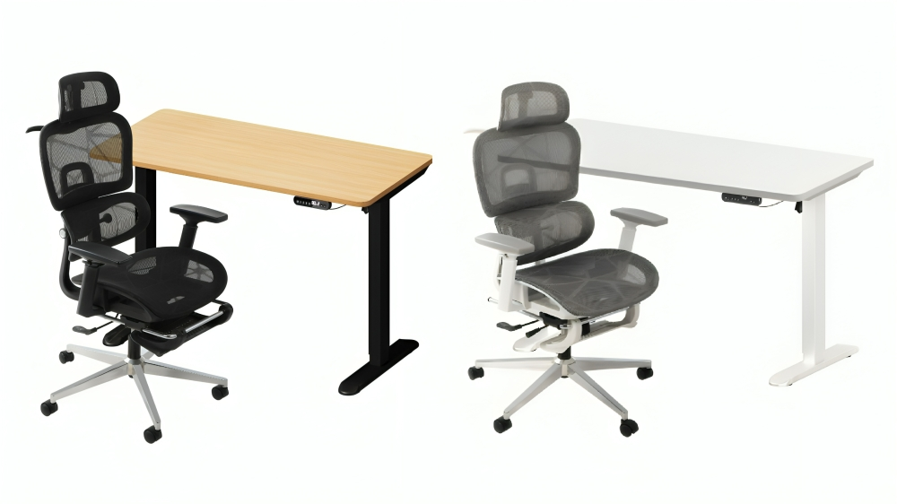 Oikiture Mesh Ergonomic Office Desk and Chair Set