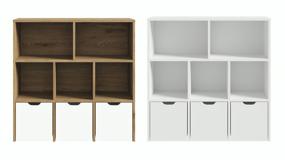 Oikiture Kids Bookcase Cabinet with Removable Storage Box