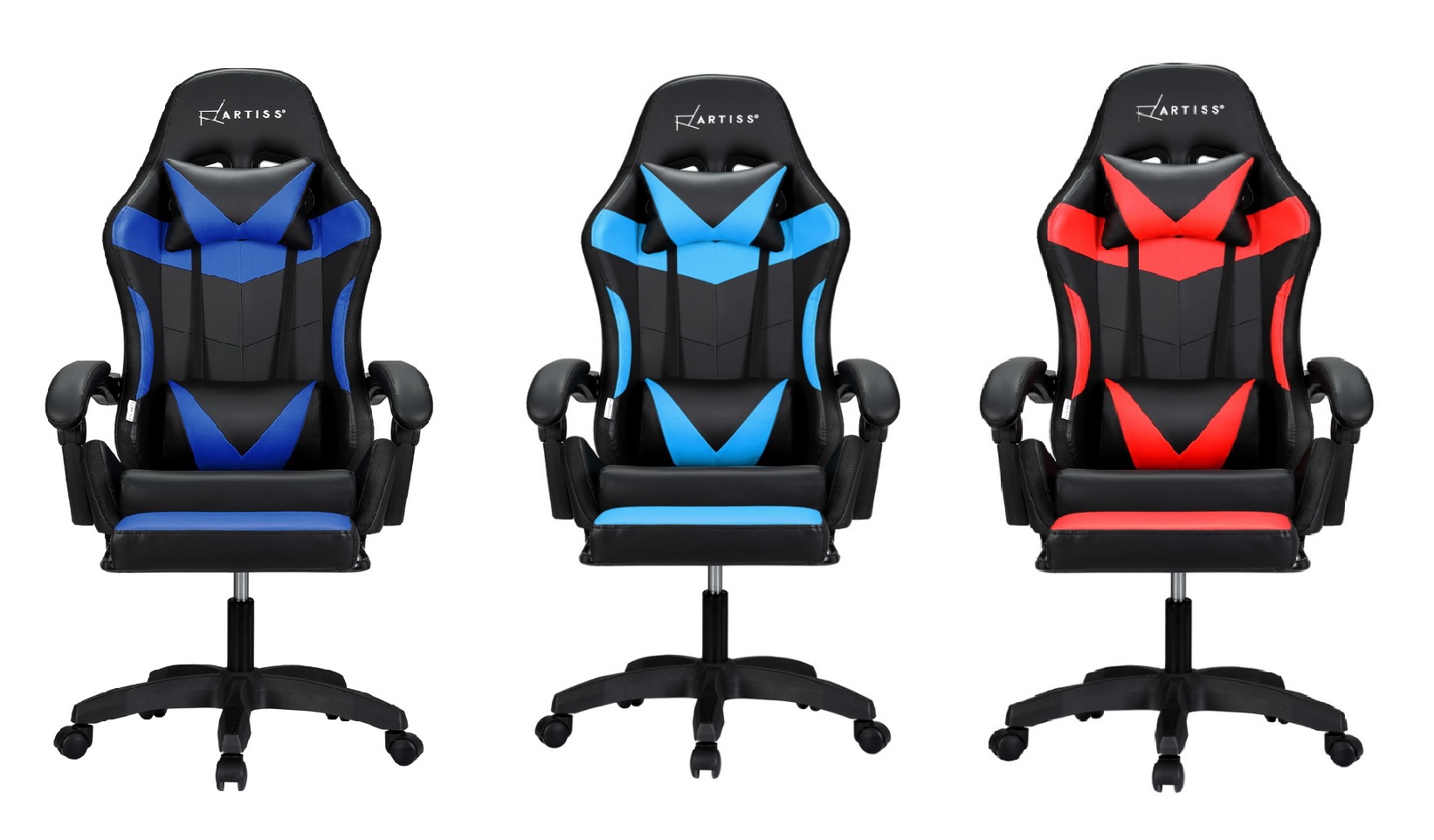 Artiss 6 Point Massager 7 LED Footrest Gaming Office Chair