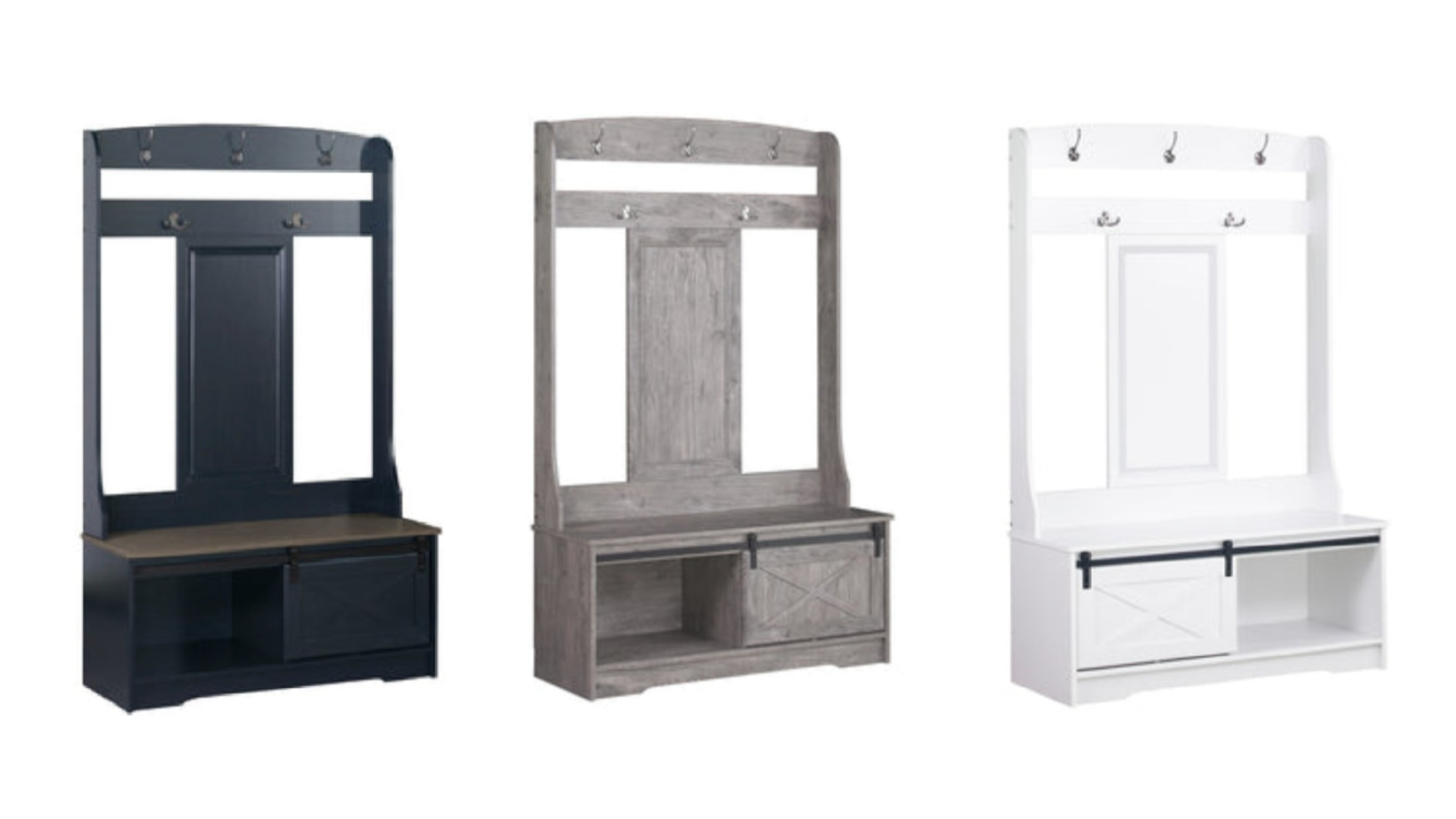 Maestro Furniture Large Cabinet Barndoor Modern Coat Hall Tree Shoe Rack