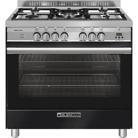 Glem 900mm Black Freestanding Dual Fuel Cooker