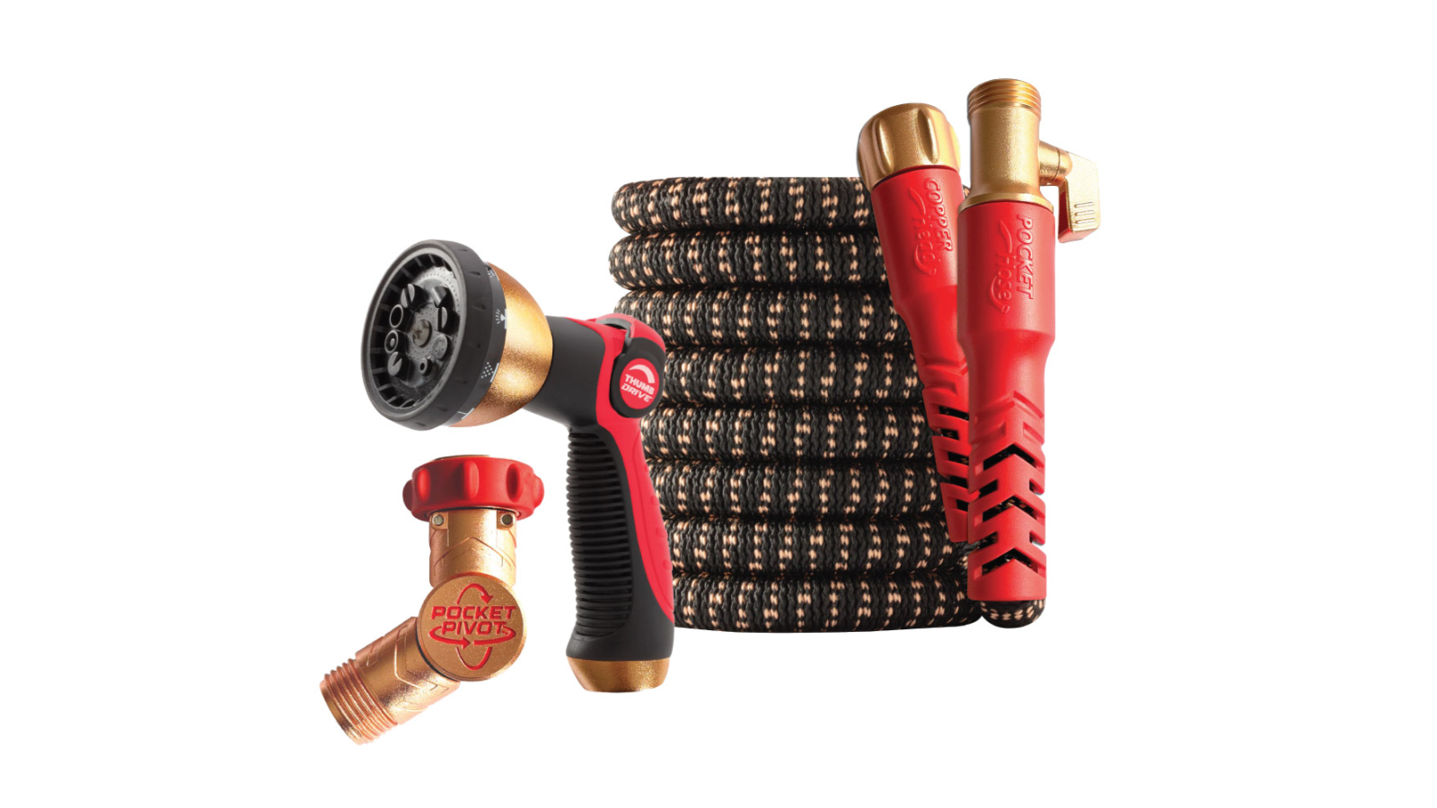 As Seen on TV Pocket Copper Head Expandable Garden Hose with Spray Nozzle and Pivot - 30metre