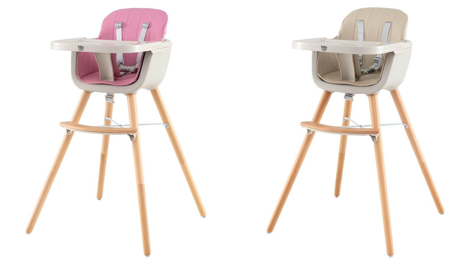 Costway 3-in-1 Wooden High Chair with Removable Tray
