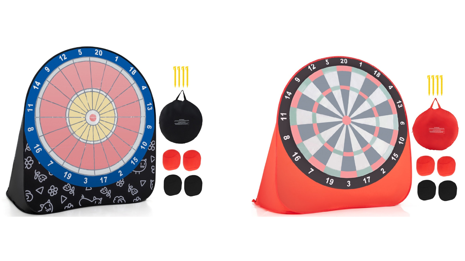 Costway Portable Dartboard with 4 Kick Ball and 1 Bag