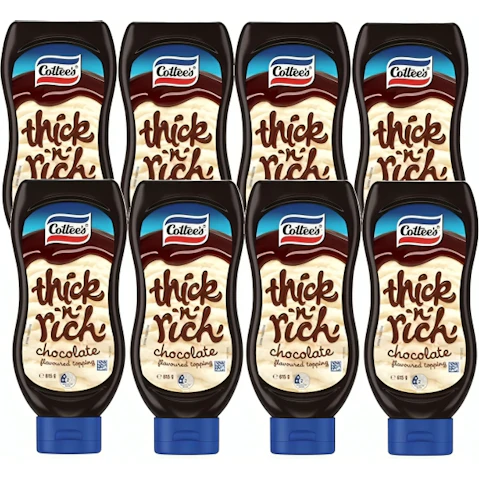 Cottees Pack of 8 Squeezy Chocolate Topping Milkshakes Ice Cream Bulk Carton - 615g