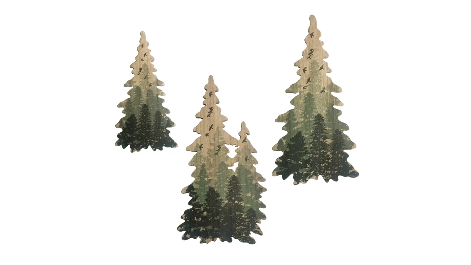 TM Set of 3 Wooden Christmas Tree Wall Ornament 