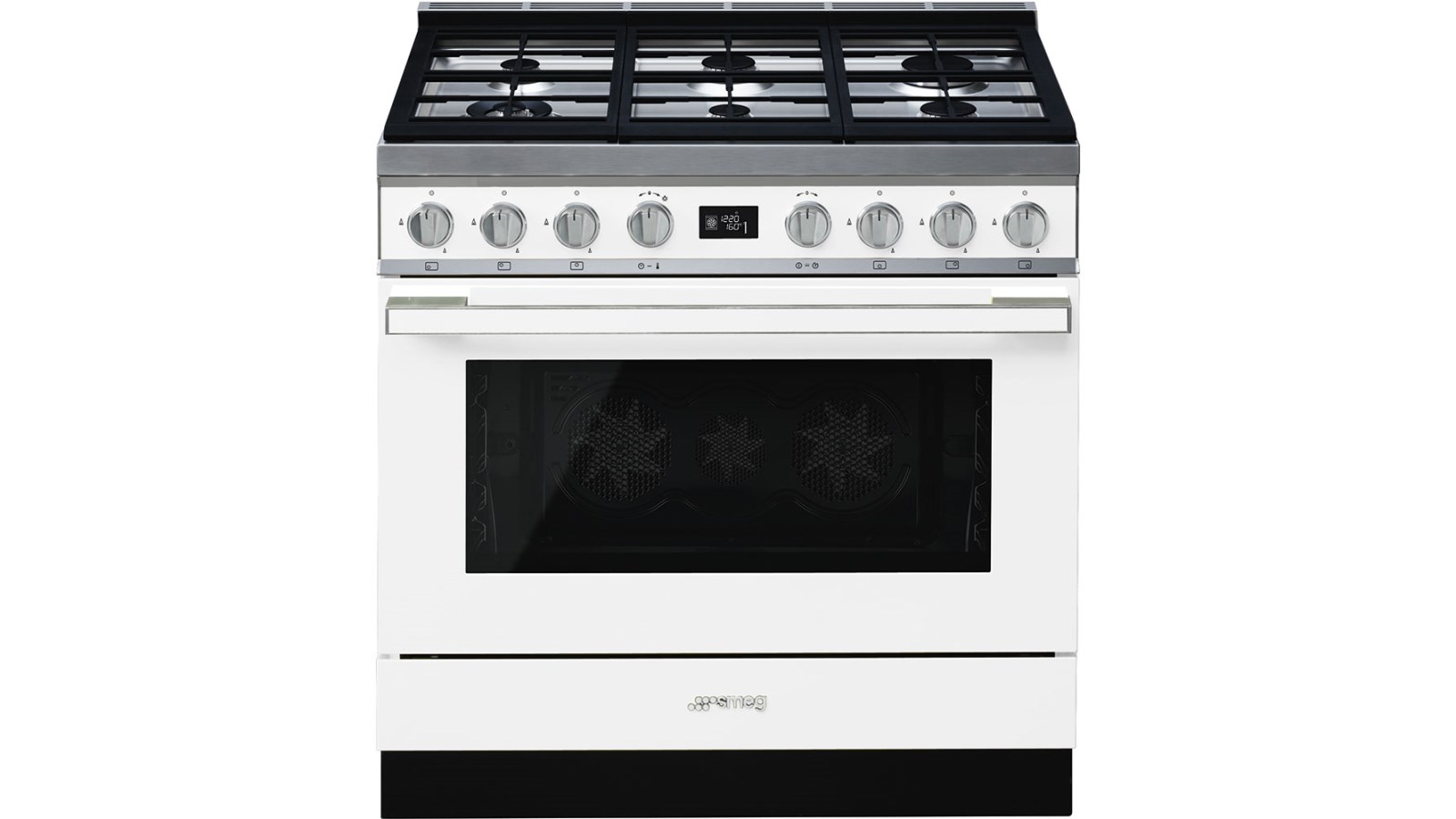 Smeg 900mm Portofino Pyrolytic Freestanding Cooker with Gas Cooktop - White