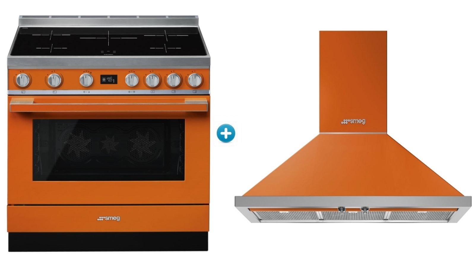 Smeg Portofino Series 2-Piece Orange Kitchen Package with