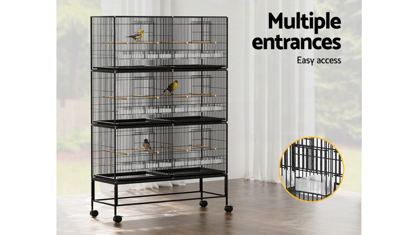 i.Pet Bird Cage Large Aviary Parrot Galvanised Stand 175cm Harvey