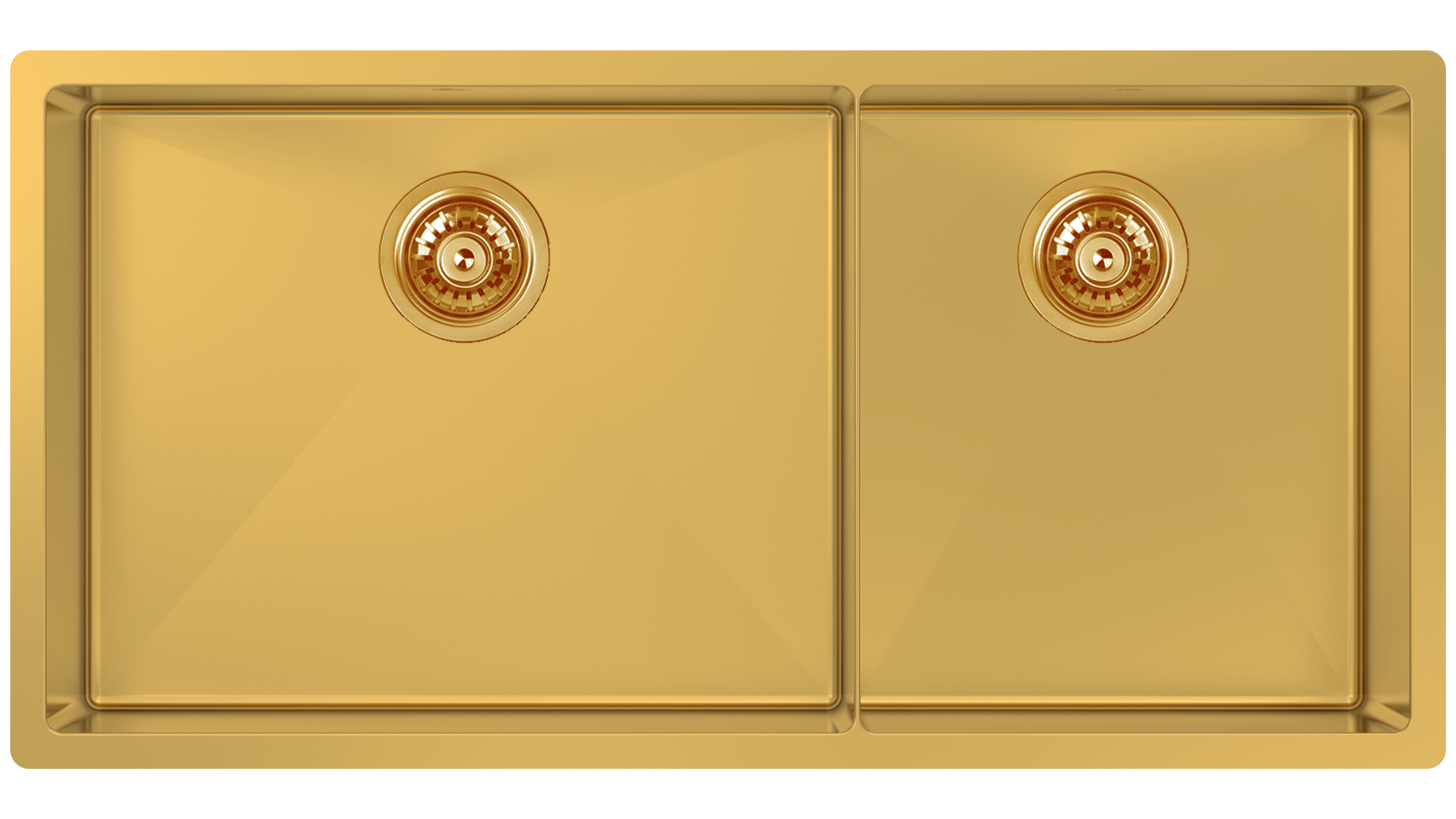 Abey Piazza 1 & 3/4 Square Bowl with Accessories - Gold