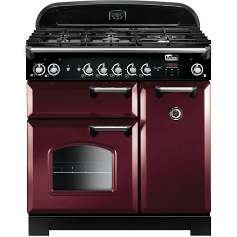 Falcon Classic 900mm Natural Gas Freestanding Upright Cooker - Cranberry/Chrome
