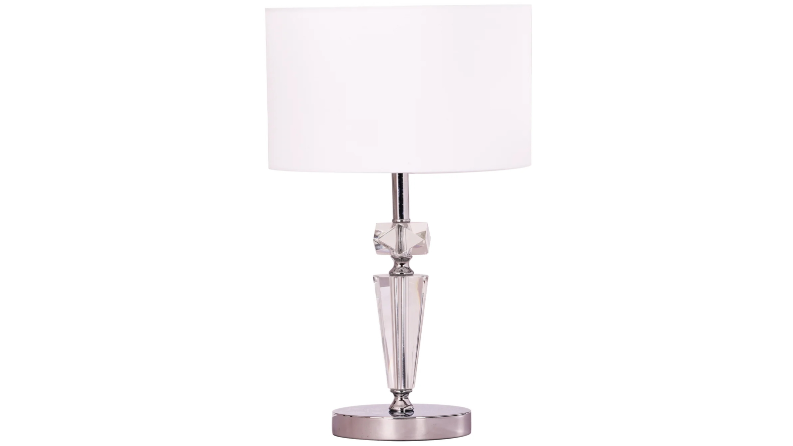 Cristallo White Drum Shade Table Lamp with Crystal Highlight