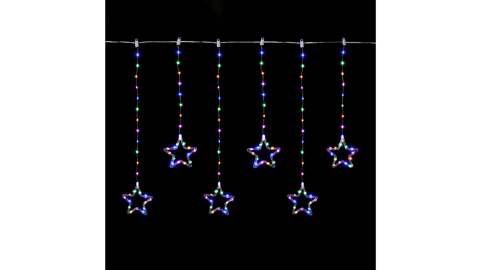 Lexi Lighting 200cm Waterfall Curtain with Stars - Multi-Coloured