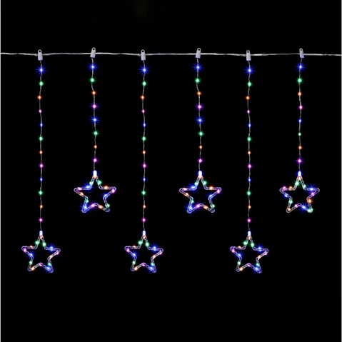 Lexi Lighting 200cm Waterfall Curtain with Stars - Multi-Coloured