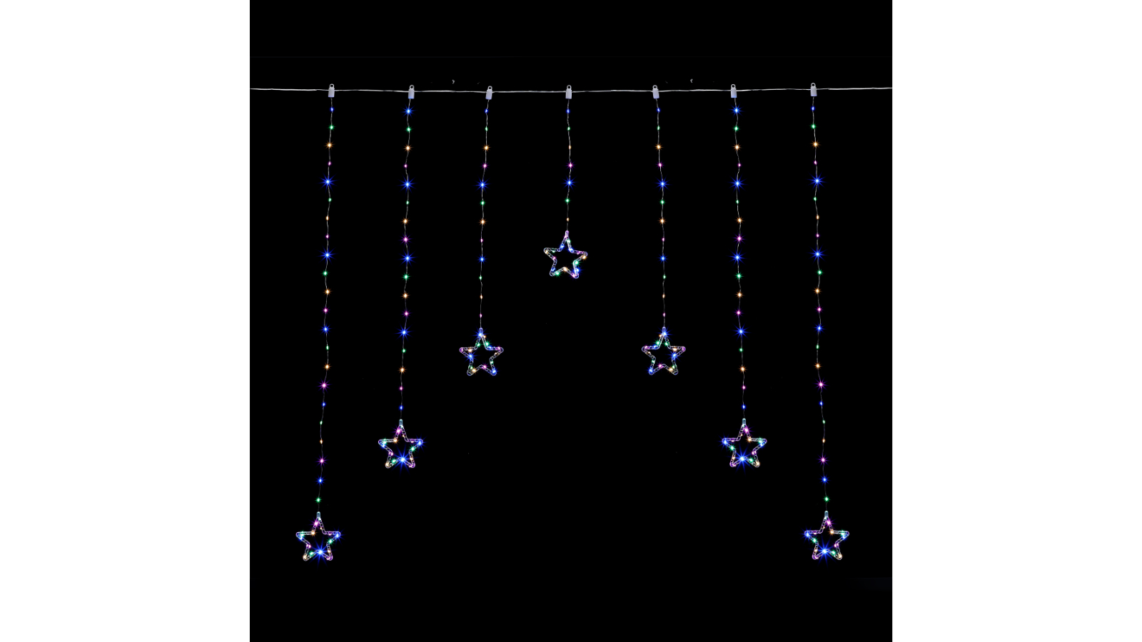 Lexi Lighting V-Shape Curtain with Stars - Multi-Coloured