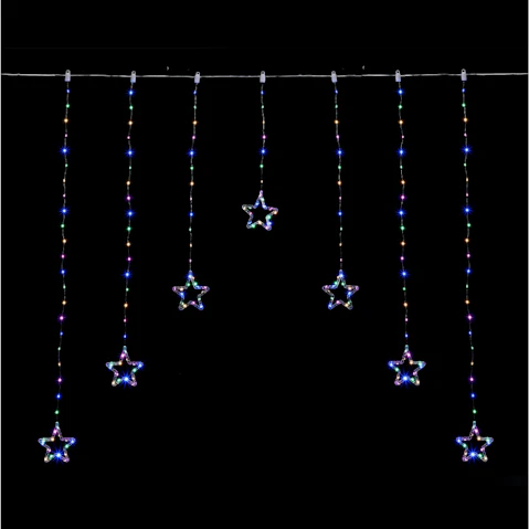Lexi Lighting V-Shape Curtain with Stars - Multi-Coloured