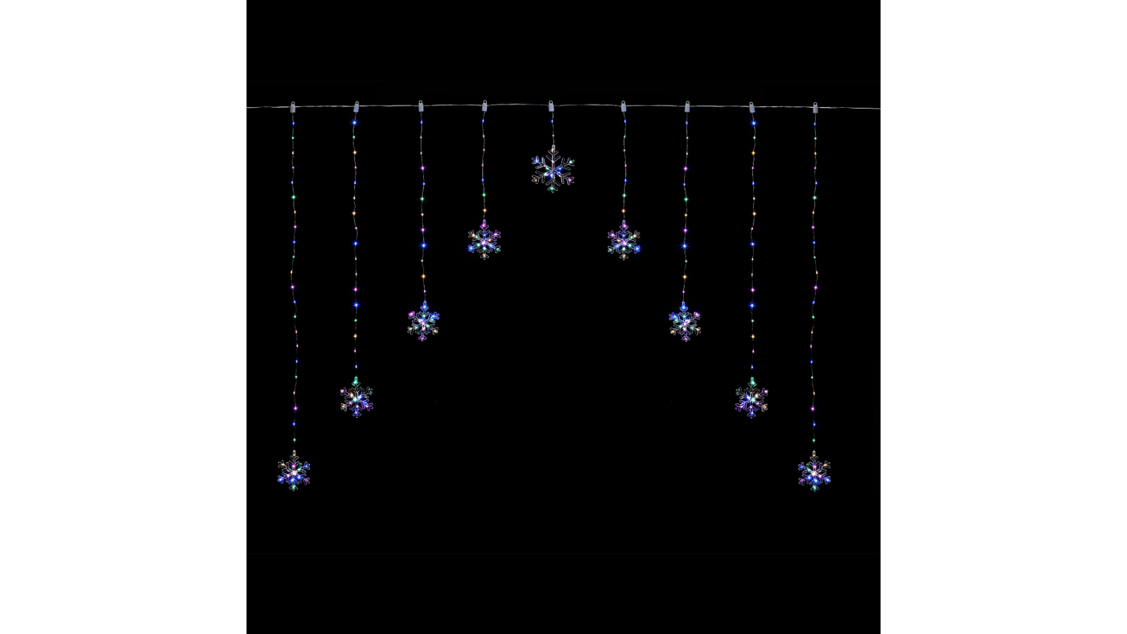 Lexi Lighting V-Shape Curtain with Snowflake - Multi-Coloured