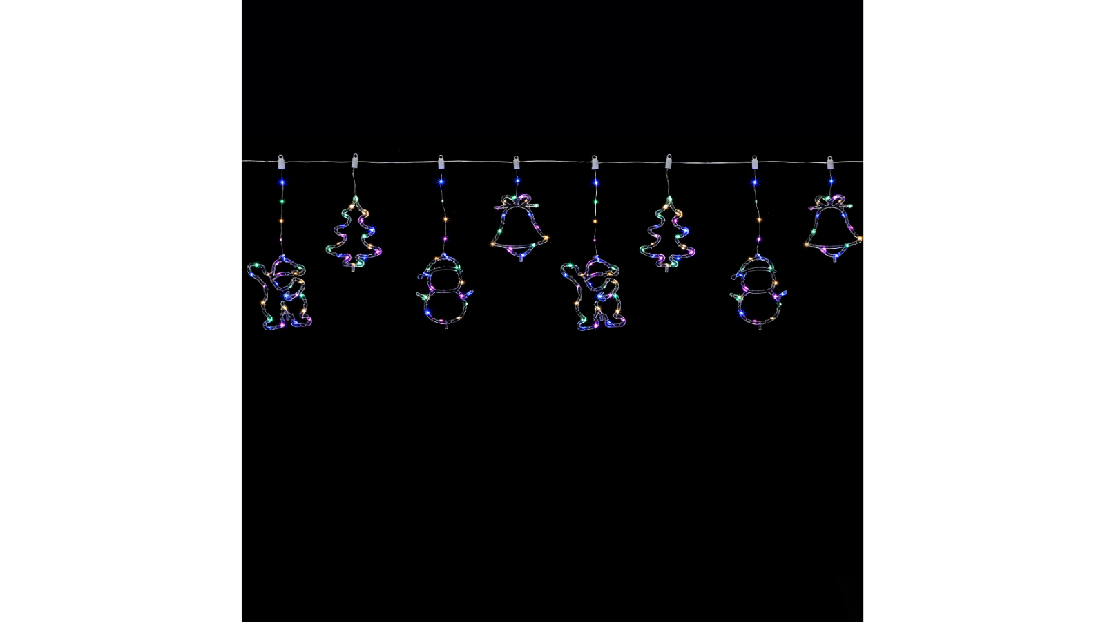 Lexi Lighting Curtain Light with Santa Tree Bell and Snowman
