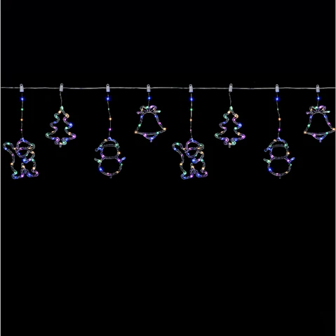 Lexi Lighting Curtain Light with Santa Tree Bell and Snowman