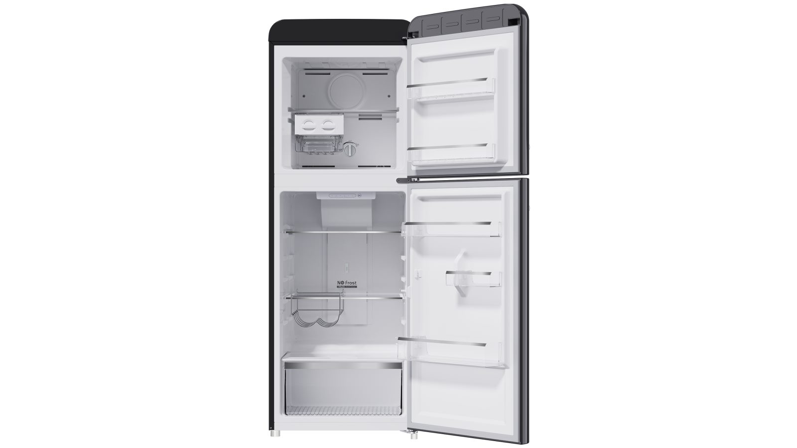 CHIQ 202L Retro Style Top Mount Fridge Black Harvey Norman