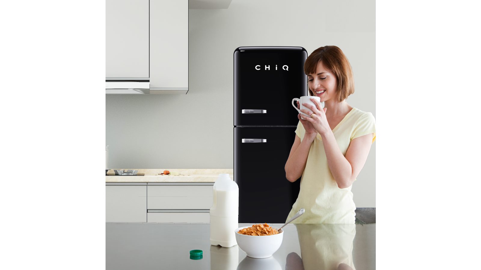CHIQ 202L Retro Style Top Mount Fridge Black Harvey Norman