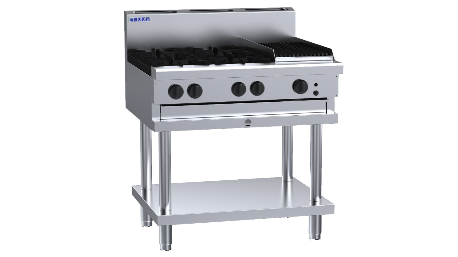 Luus CS-4B3C 4 Burner Chargrill Cooktop - 30cm