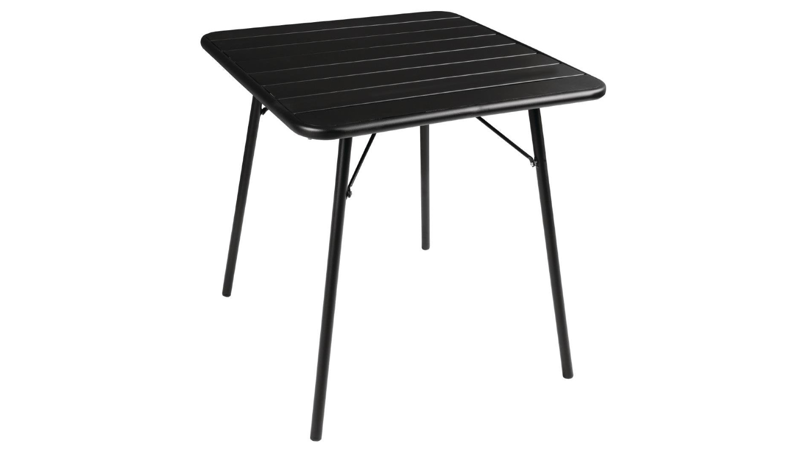 Bolero Black Square Slatted Steel Cafe Table - 70cm