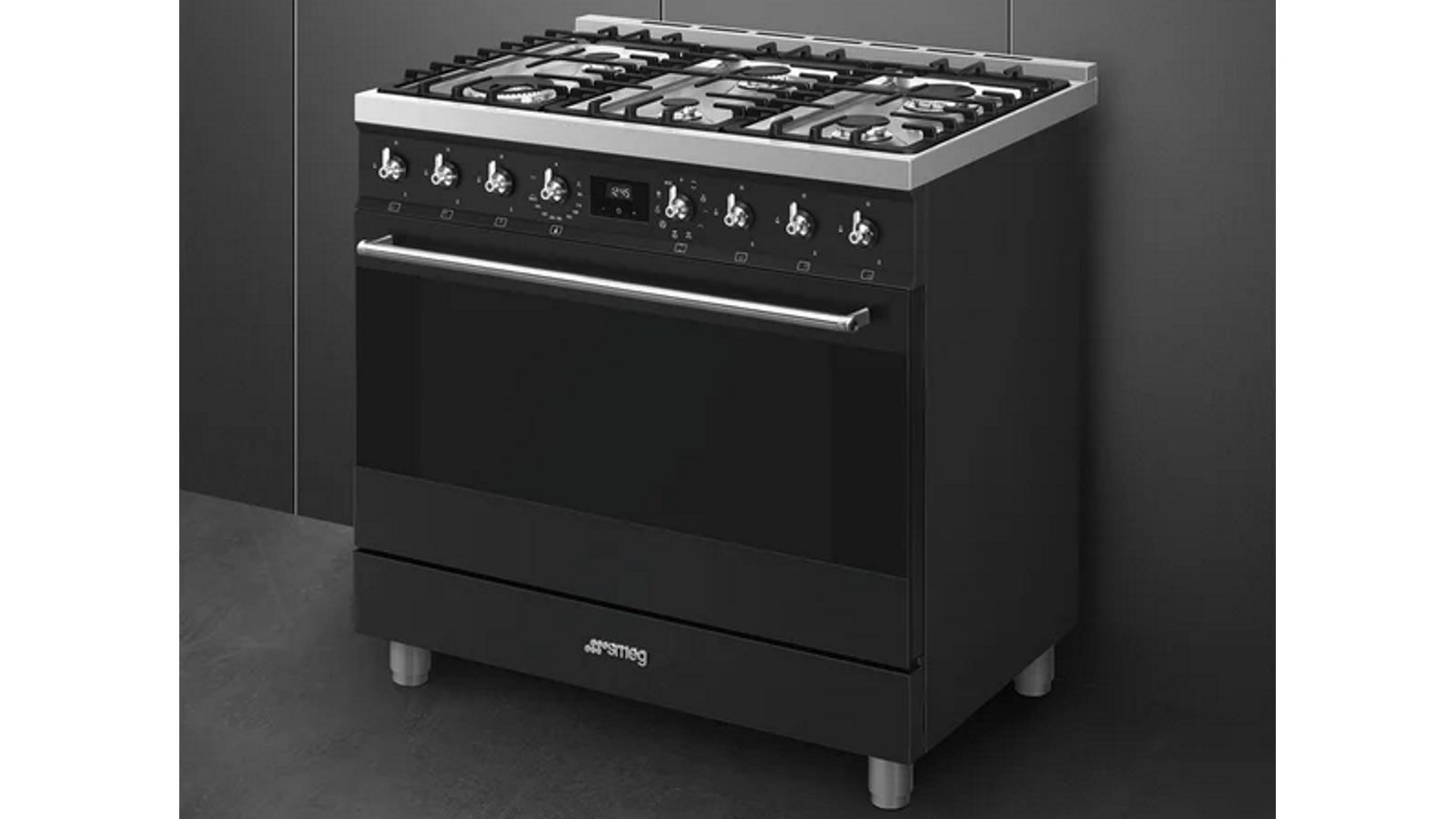 Smeg 900mm Classic Freestanding Cooker with Gas Cooktop Black Harvey Norman