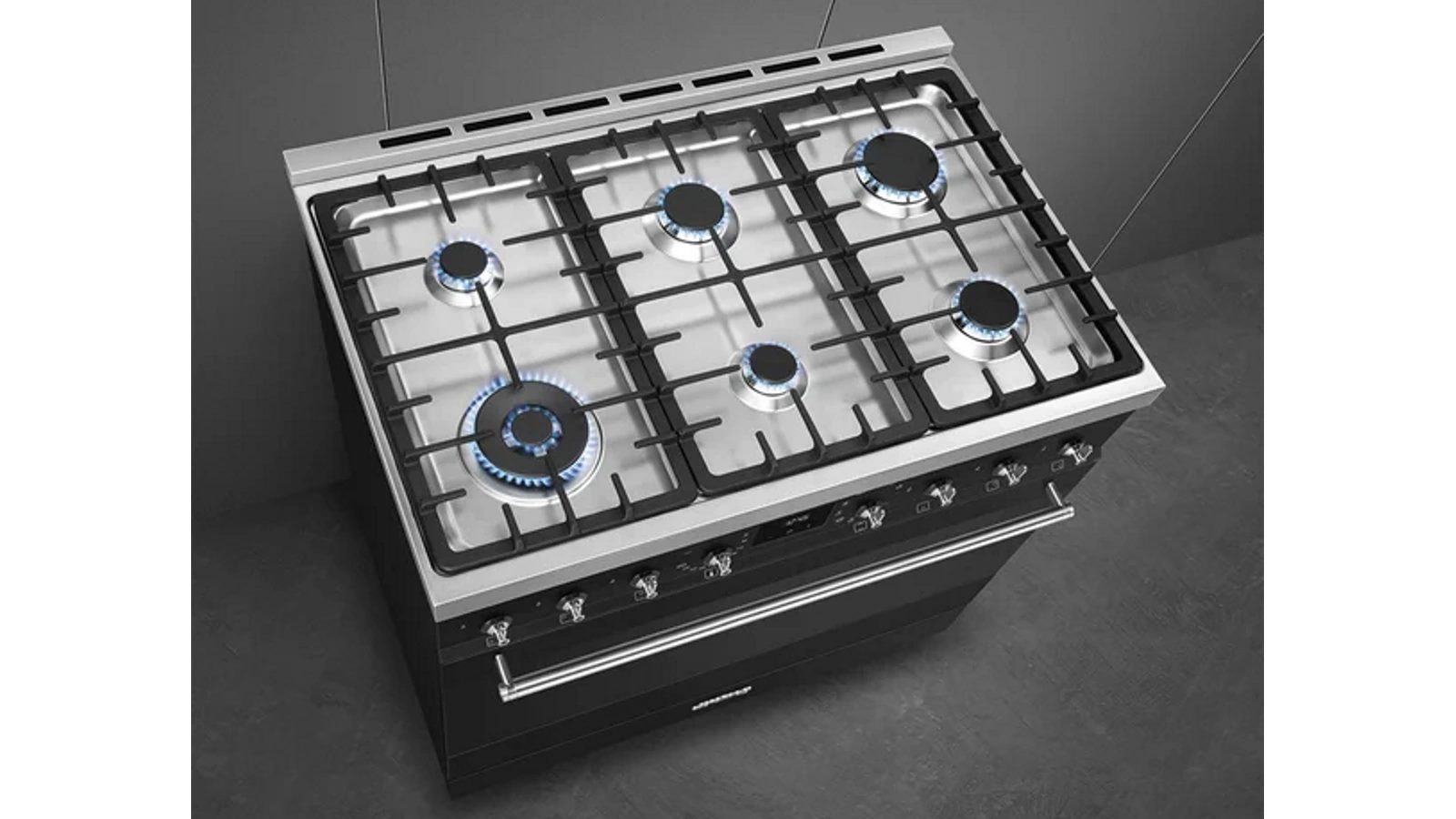 Smeg 900mm Classic Freestanding Cooker with Gas Cooktop Black Harvey Norman