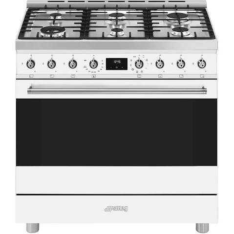 Smeg 900mm Classic Freestanding Cooker with Gas Cooktop - White