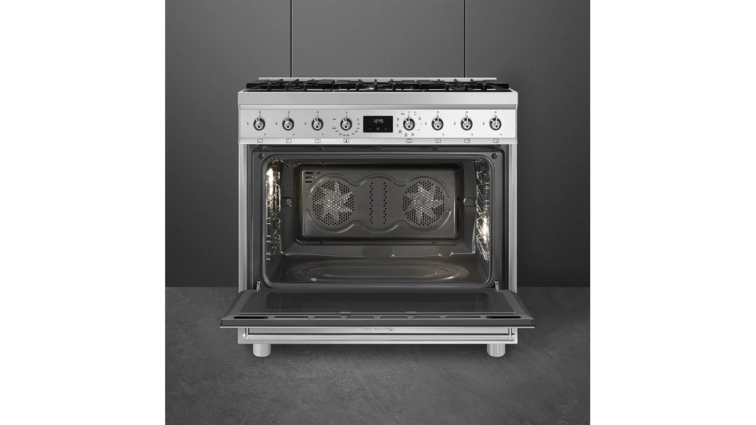 Smeg Classis 900mm Dual Fuel Fresstanding Cooker Stainless Steel Harvey Norman