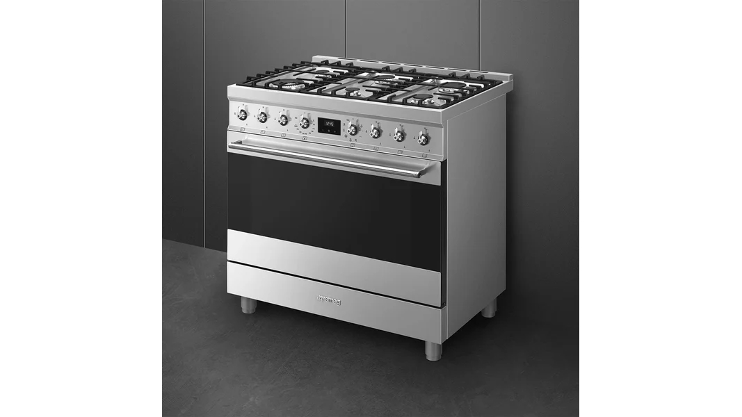 Smeg Classis 900mm Dual Fuel Fresstanding Cooker Stainless Steel Harvey Norman