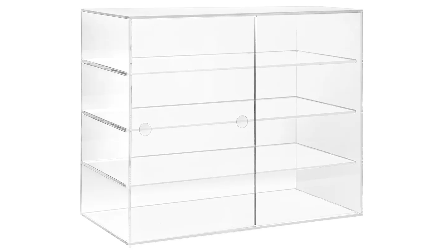 4-Tier Large Acrylic Bakery Cake Display Cabinet with Rear Sliding Door