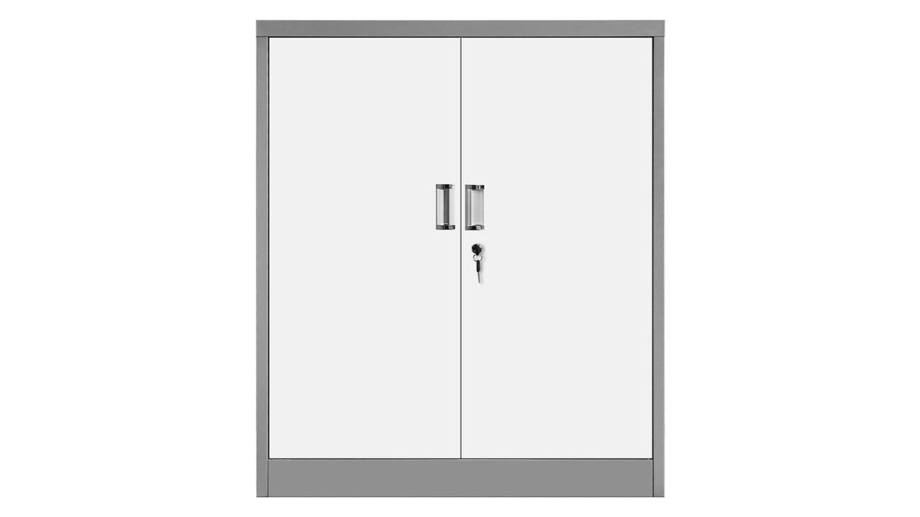 2-Door Metal Filing 4 Shelves Lockable Cupboard Cabinet - 109cm
